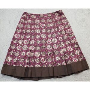 Ann Taylor LOFT Short Skirt Womens 4P Multi Sequin Pleated Bottom Waist Side Zip